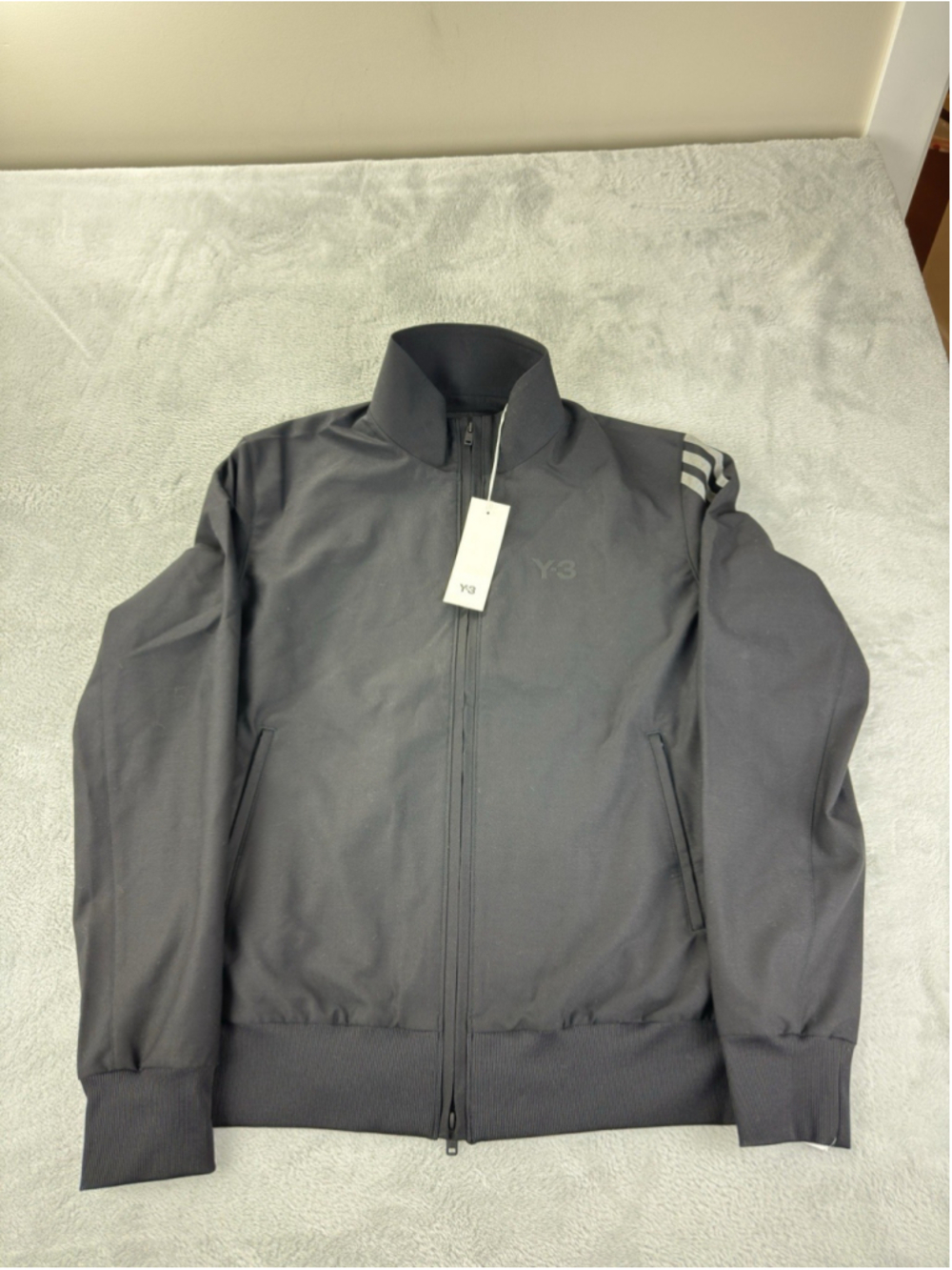 Y-3 3 Stripe Refined Wool Track Top Black NWT Men's Size Large IB0388 Style